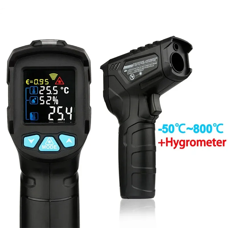 Digital High Precision Industrial Infrared Thermometer Imager Hygrometer IR Termometro Color LCD Light Alarm Smart Life Station