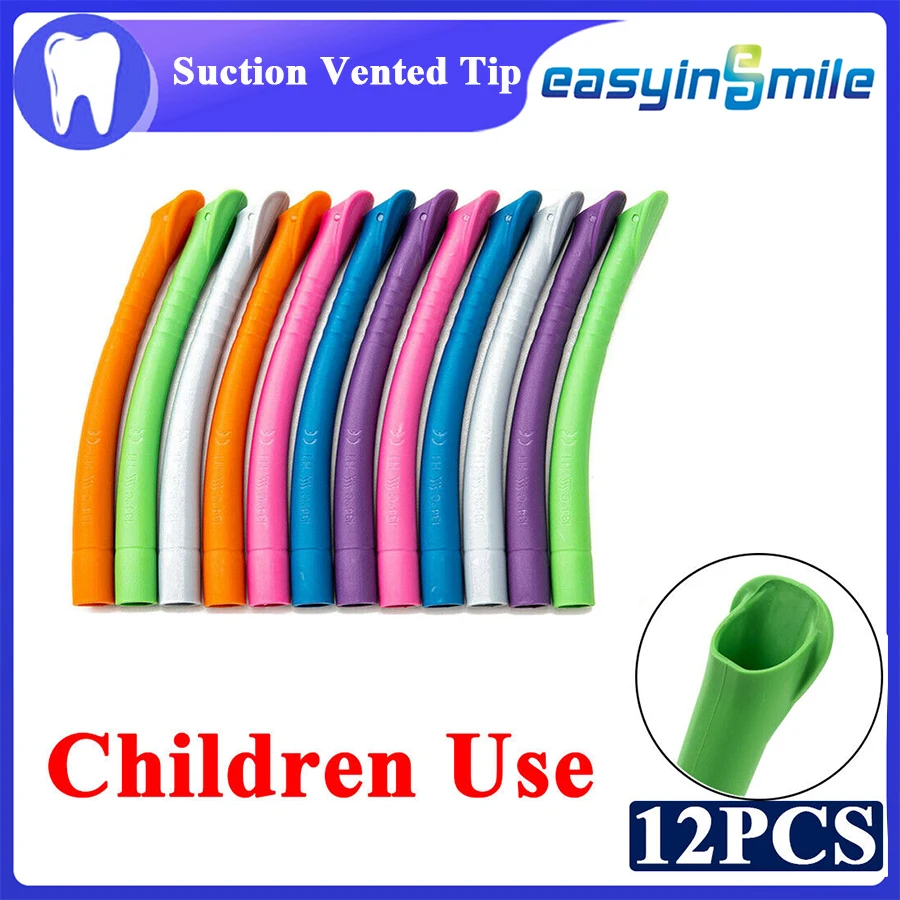 Easyinsmile Dental 12Pcs/Bag Evacauation Suction Vented Hve Tip 6Colors Assorted 12Pcs/Pack