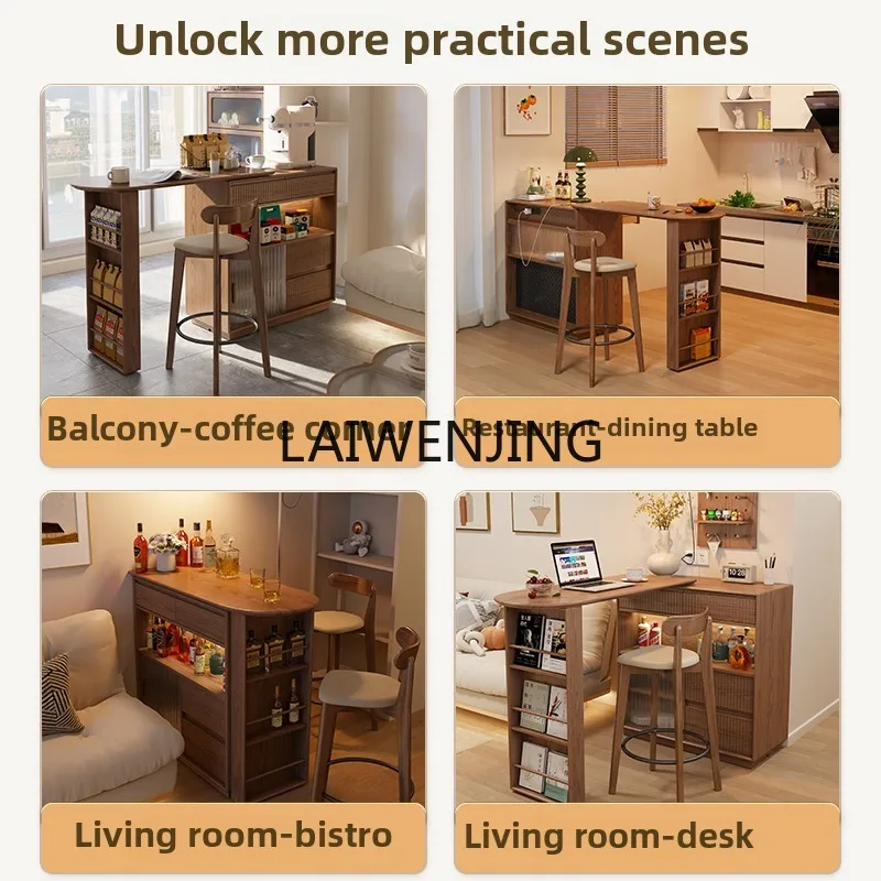 LYN home leisure retractable small apartment bar table partition narrow island table dining side cabinet integrated