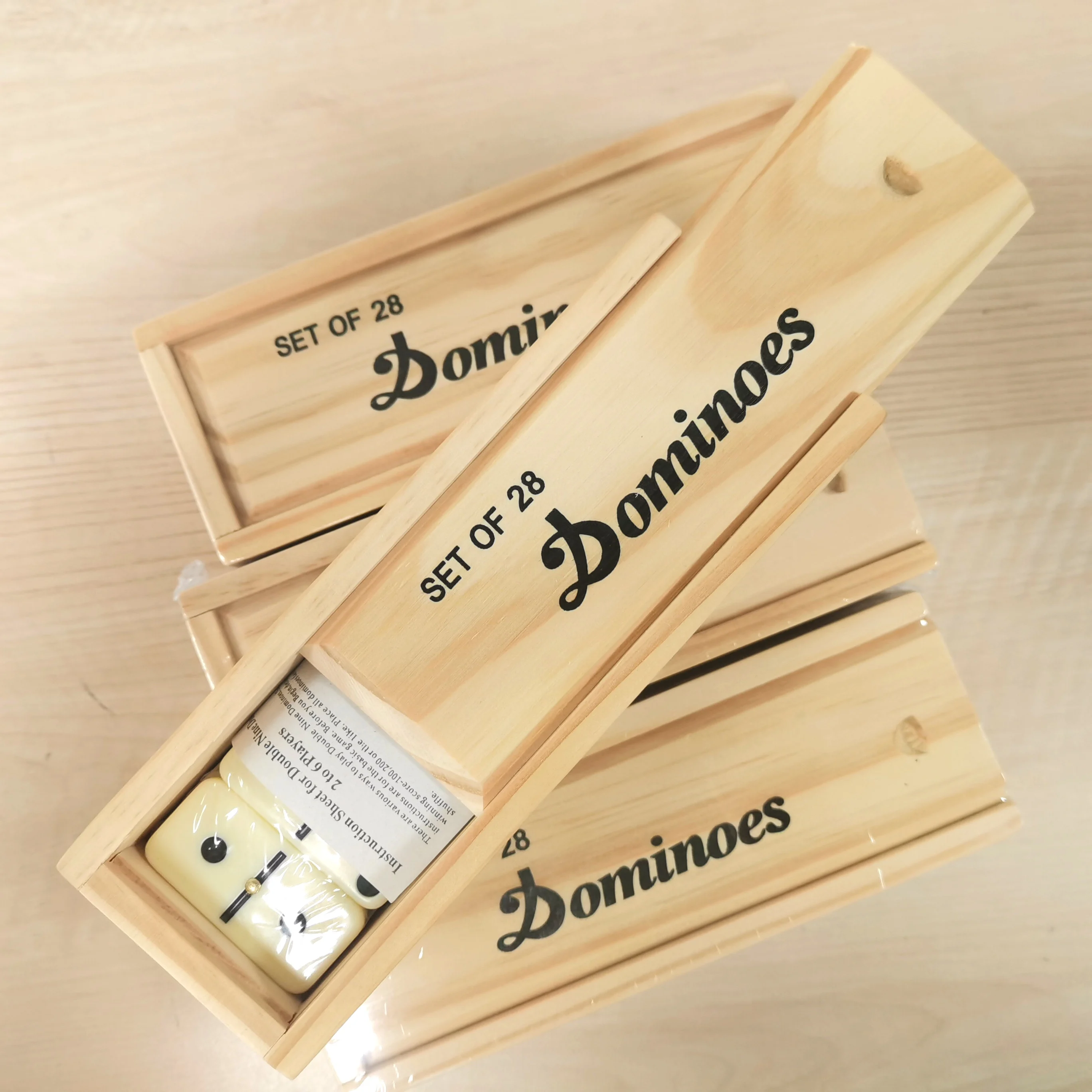 Ivoire Double Six Duo Mino Domino ensemble boîte en bois Portable ensemble adulte loisirs maison Puzzle jouet jeu d'échecs et jeu de cartes