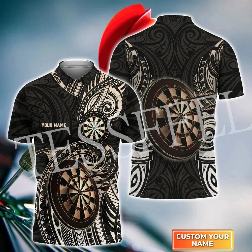 Custom Name Sports Player Darts Beer Club Tattoo 3DPrint Summer Casual Harajuku Polo Shirts Streetwear Short Sleeves T-Shirts 7X