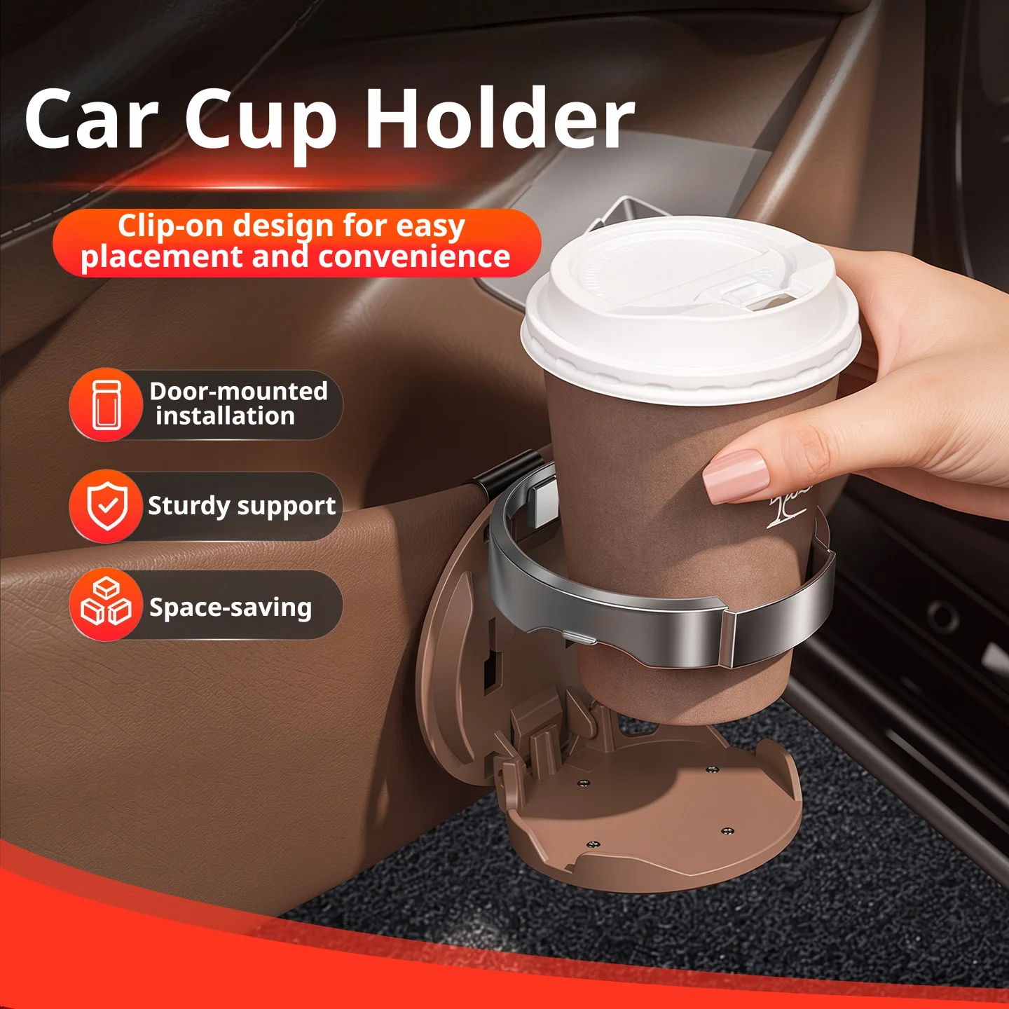 Car Door Side Cup Holder Bracket Universal Vehicle Drink Holder Cup Holder Suitable for Porsche Macan, Cayenne, Panamera, Taycan