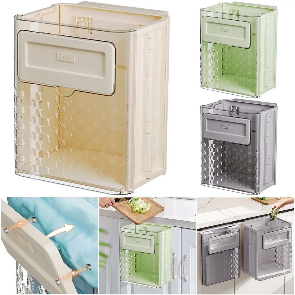 

10L Foldable Hanging Trash Can Large Capacity Hanging Collapsible Trash Can Under Sink Waste Bin for Cabinets Bathroom