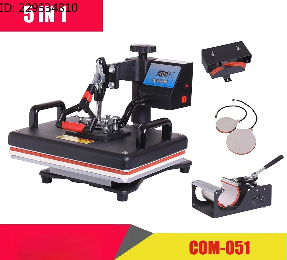 30*38CM 5 in 1 Combo Heat Press Printer Sublimation Machine Heat Press Machine for T-shirts Plates/Cap/Mug/Phone Covers et