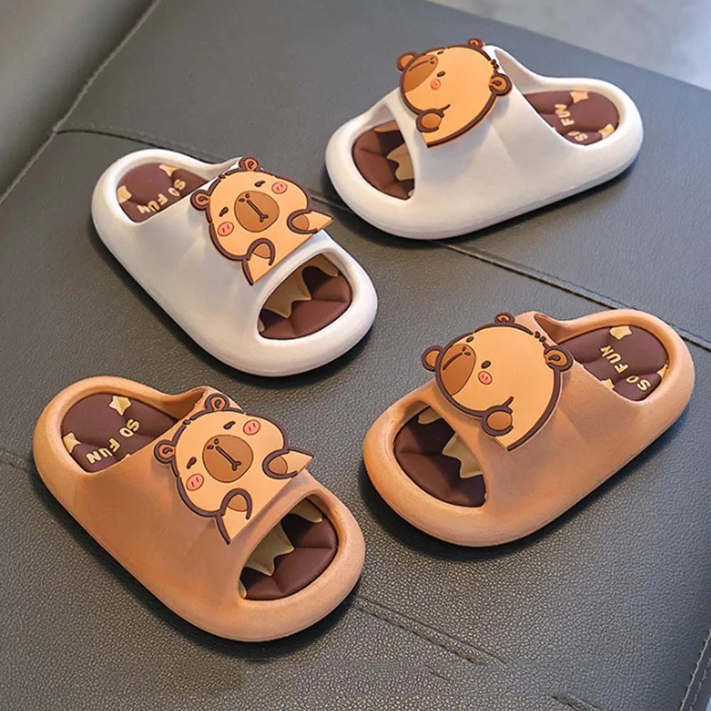 

Pool PVC Cute Capybara Slippers Thickened Anti-slip Cartoon Animal Slippers Soft Resilience Children's Bathroom Sandals Bedroom