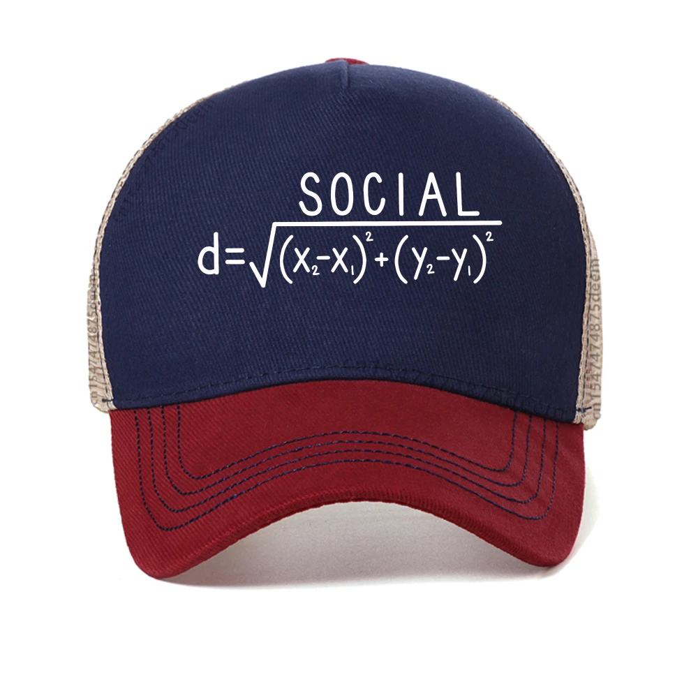 

HOT SALE Social Distance Formula Fun Men's baseball cap Unisex Fun Math Joke mesh hat fashion casual Breathable Snapback hats