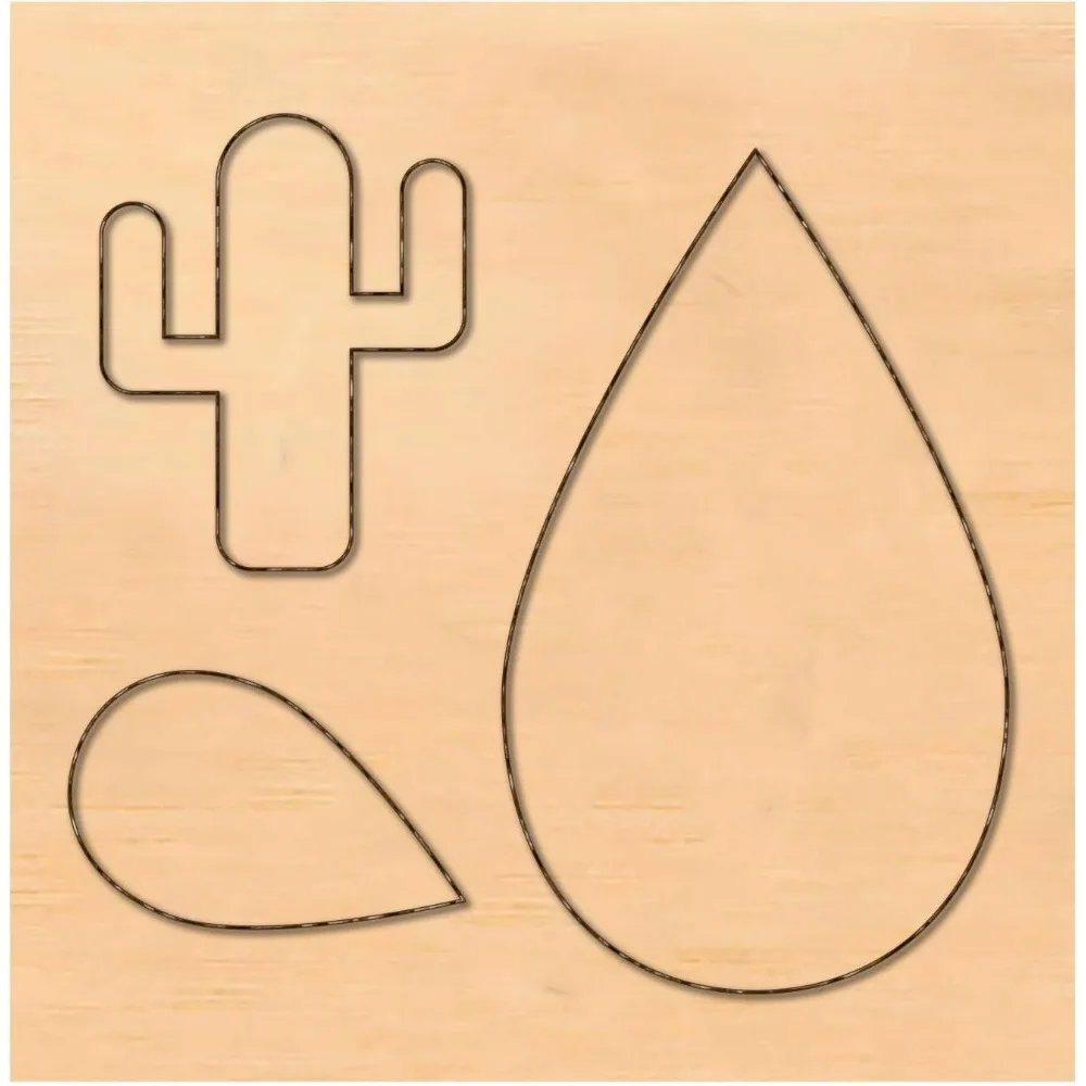 Scrapbook Embossing Wooden Die Cutting Leather Mold, Cactus/Drop Shape Cutting Mold for Earring Jewelry DIY Leather Crafts