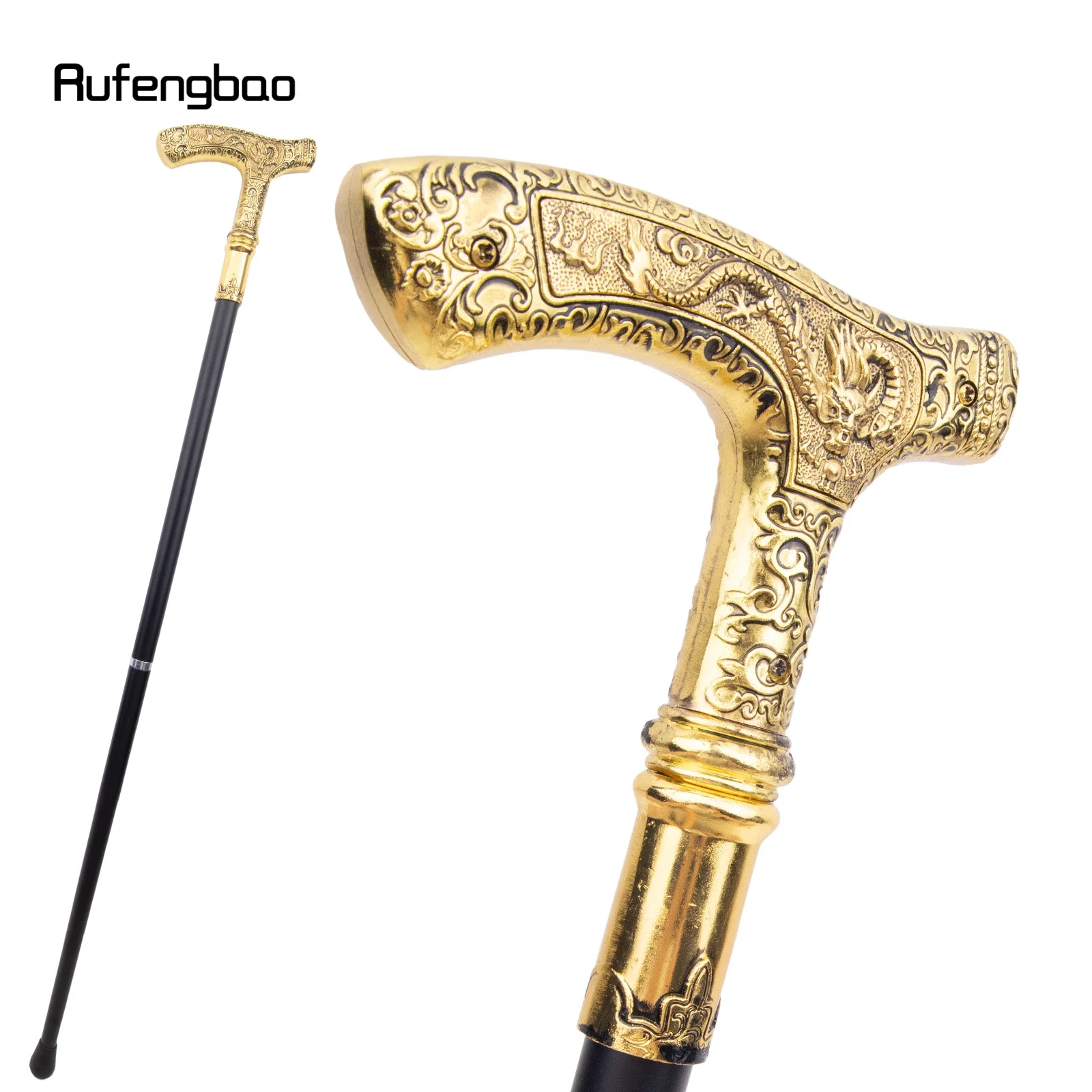 Golden Dragon Luxury Pattern Walking Stick Party Fashion Elegant Walking Stick Decorative Cospaly Cane Knob Crosier 89cm