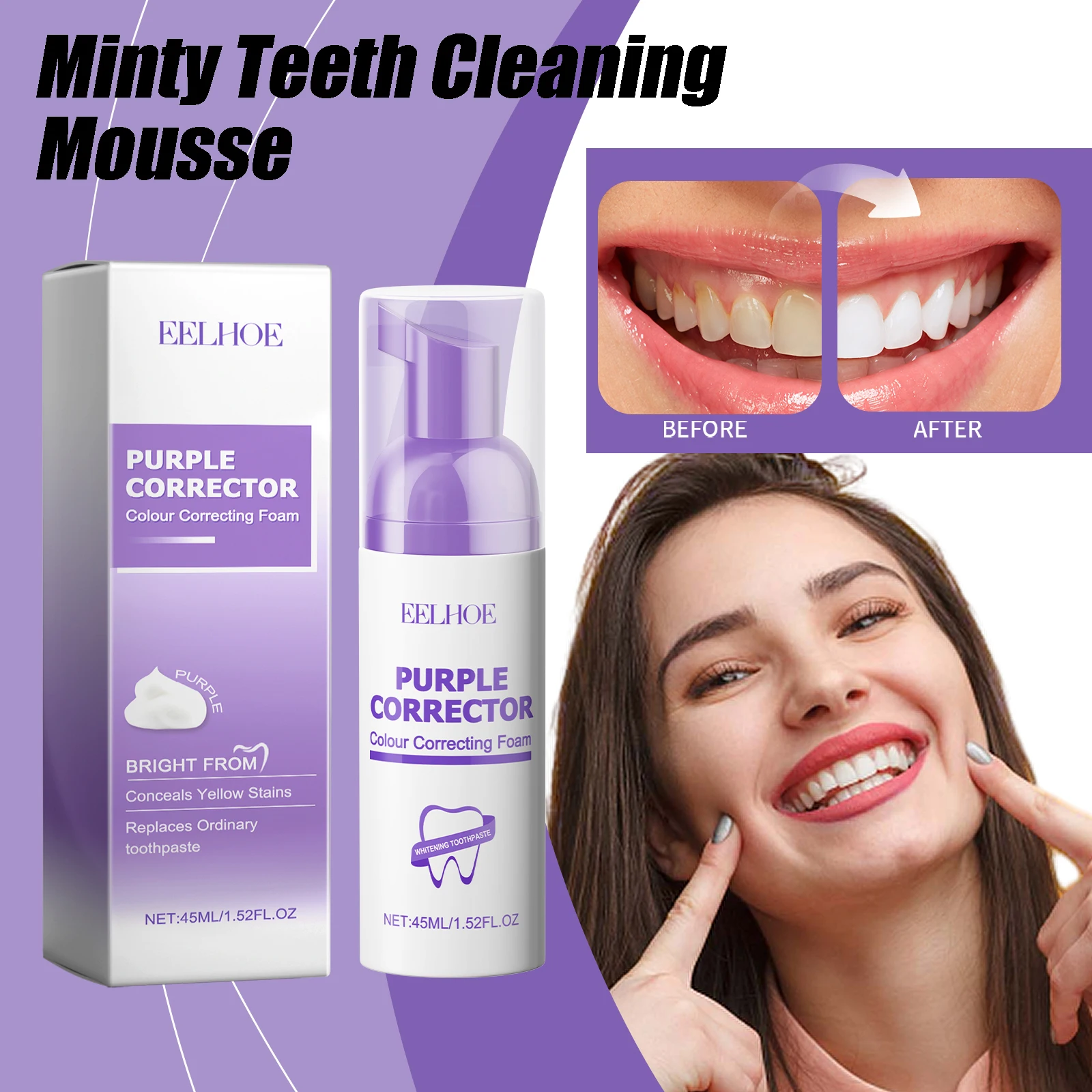 Dental Care Mousse Deep Cleaning Effectively Removes Stains Yellow Teeth Long-Lasting Fresh Breath Minty Teeth Cleaning Mousse