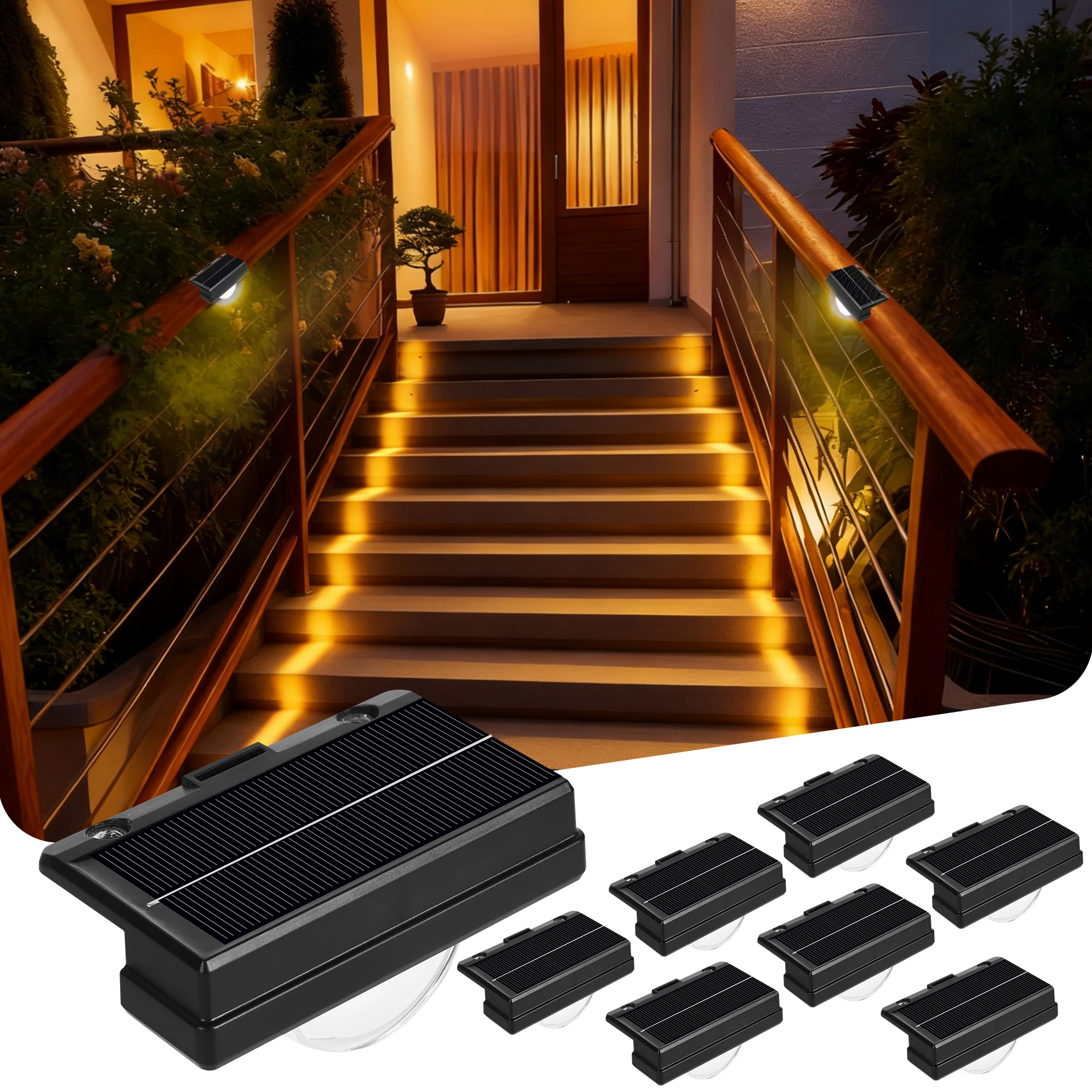 

2/8pack Solar Lights Outdoor Waterproof LED Lights for Patio Stairs Yard Garden Pathway Step Fences Warm White/Color Changing