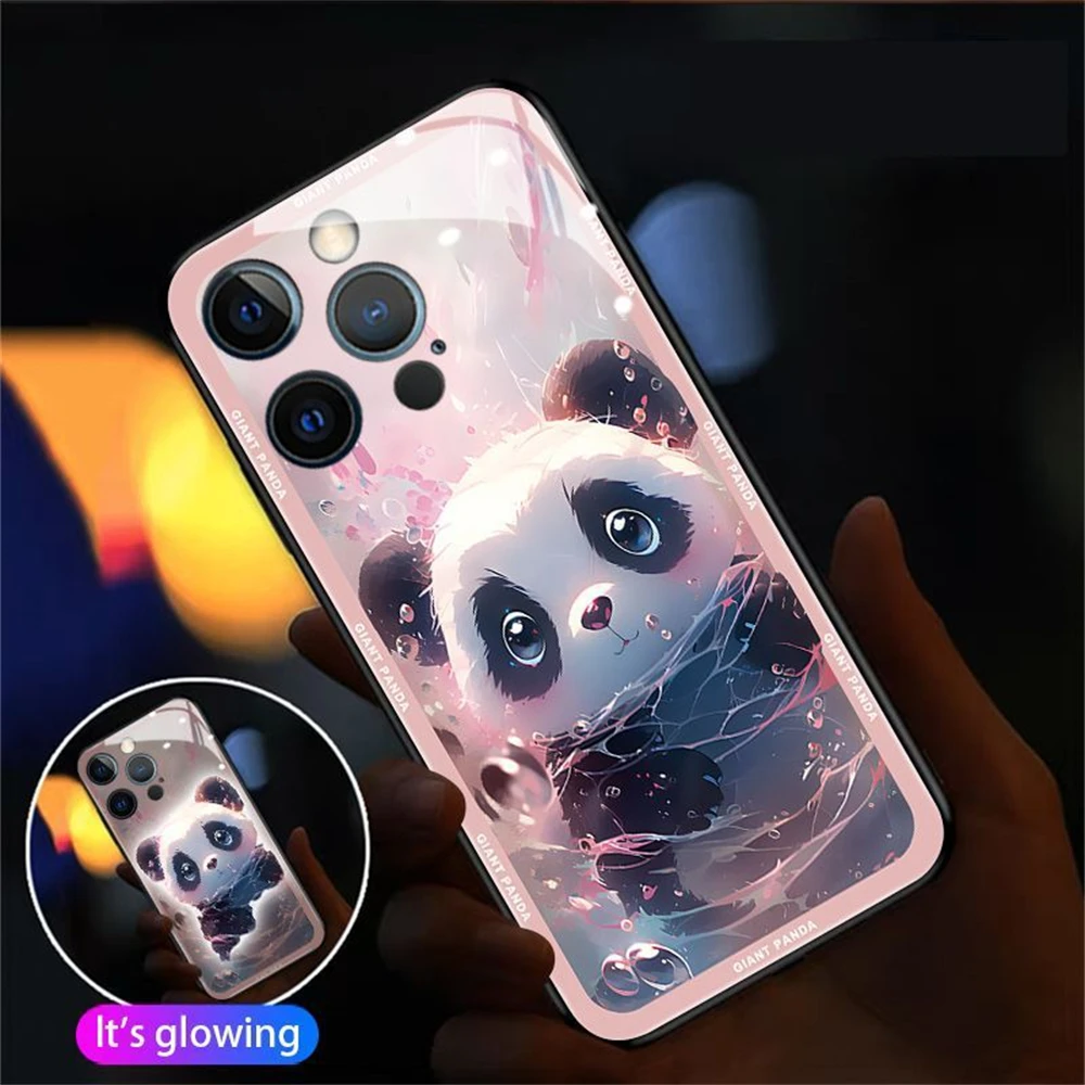 

3D Milk Tea Panda светодиодный фонарь для звонков с вспышкой для телефона Smart Luminous Cover для Samsung S25 S24 S23 S22 S21 S20 FE Plus Ultra