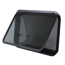 914 x 559mm RV Emergency Exit Window Tempered Glass Push Out Exit Window with Support Rod and Mounting Ring for Trailer Camper