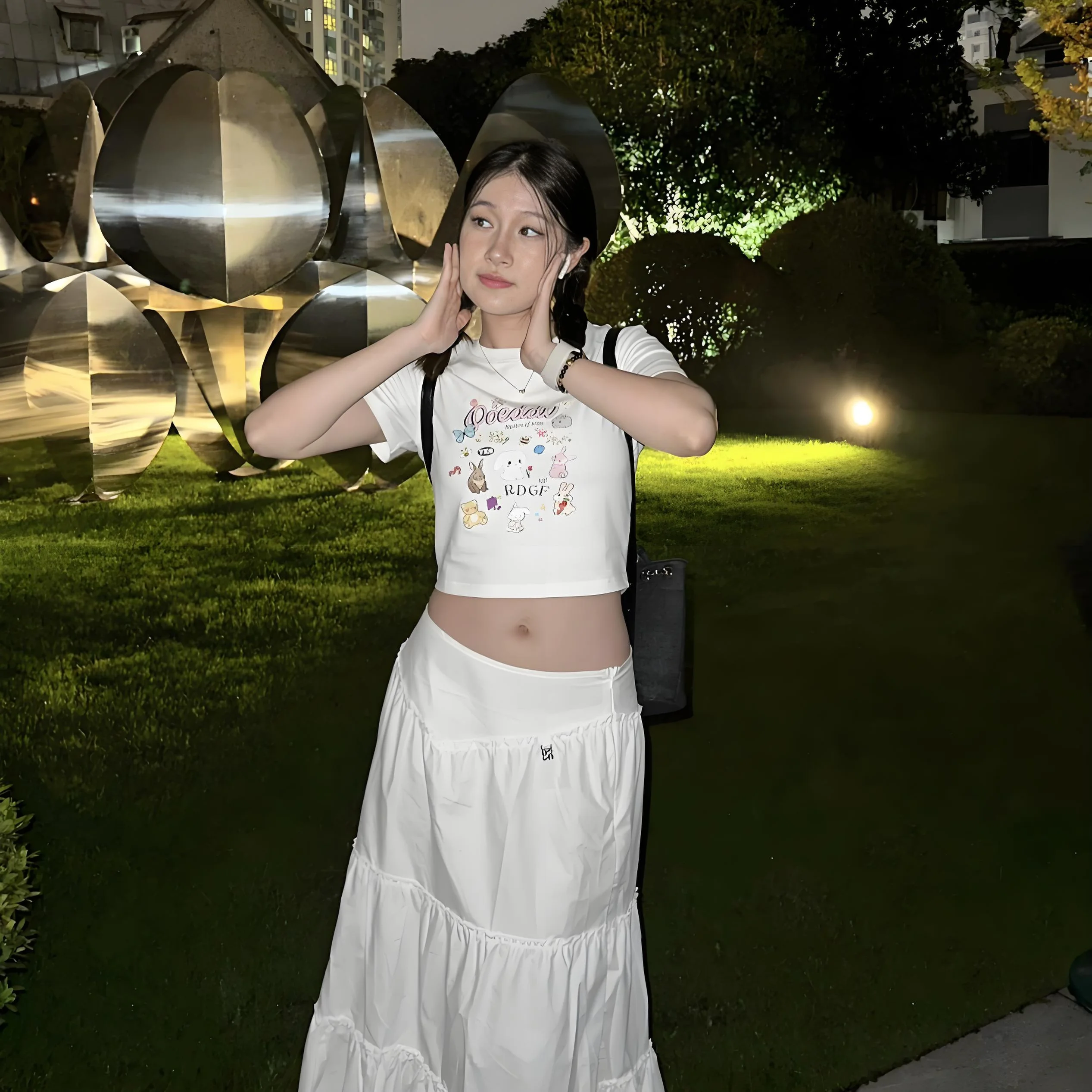 

Glowny Summer New Light Blue Pleated A-Line Skirt High Waist Cotton Cake Skirt Women's Faion High Waist Pleated Skirt