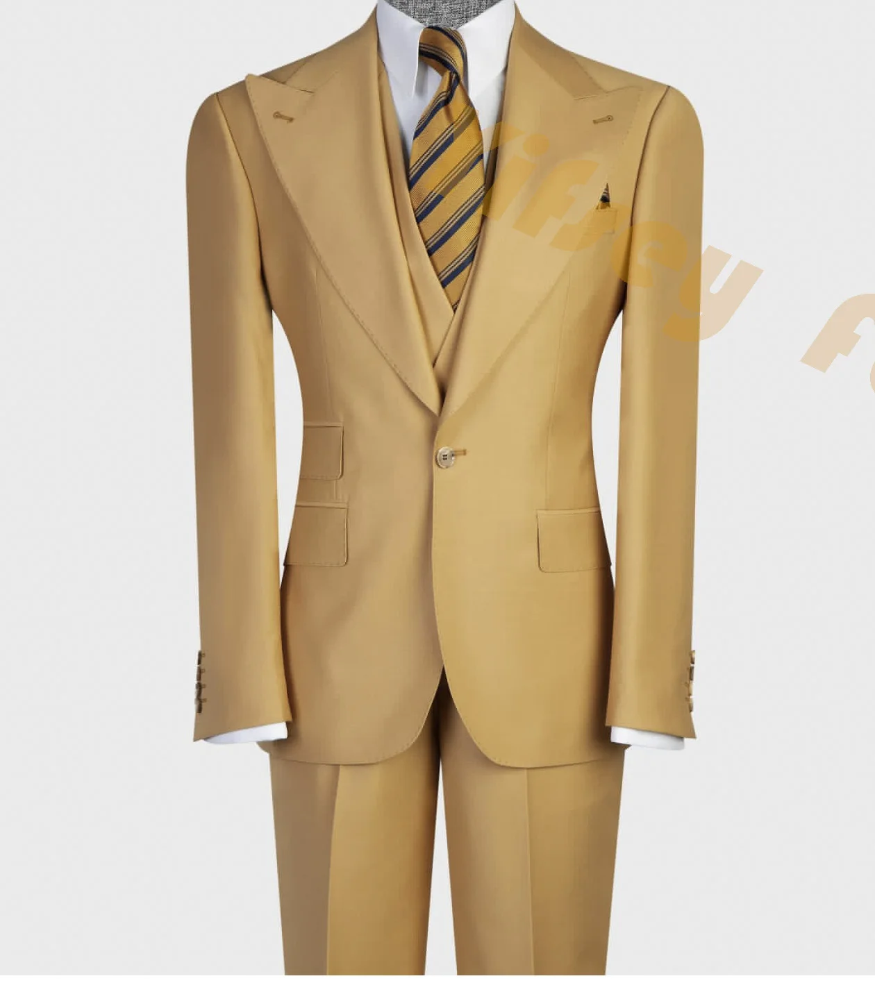 Yellow Full Men Suit Set Wedding Groom Custom Made Luxury Brands Male Jacket Vest Pant Slim Fit Prom Blazer Trousers Outfit 3pcs