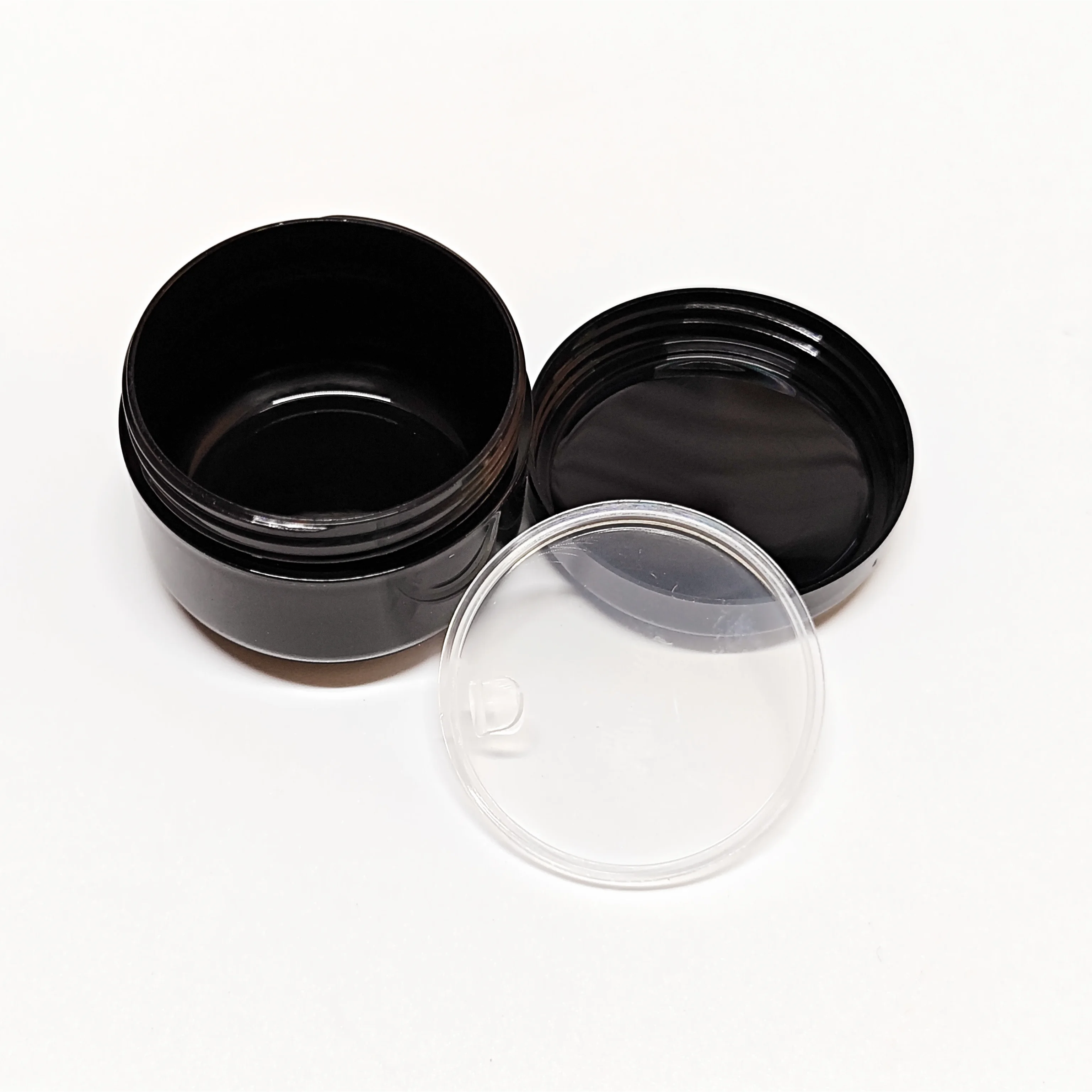 Mini barattolo di riempimento per crema cosmetica in plastica da 10 g all'ingrosso, confezione per smalto a prova di luce, bottiglia da viaggio nera vuota di piccola capacità