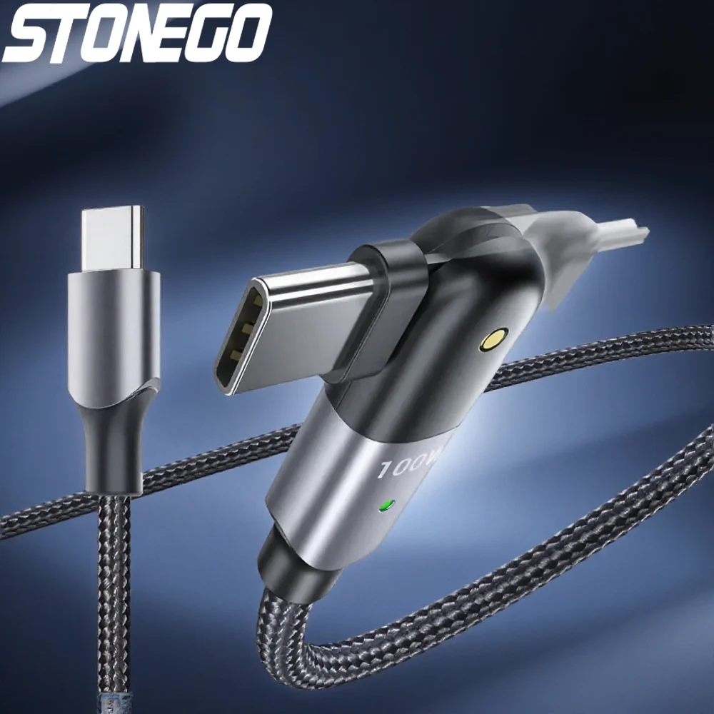 

Кабель для быстрой зарядки данных, 100 Вт, вращение на 180 градусов, шнур зарядного устройства типа C, 60 Вт, двойной тип, универсальные мобильные аксессуары