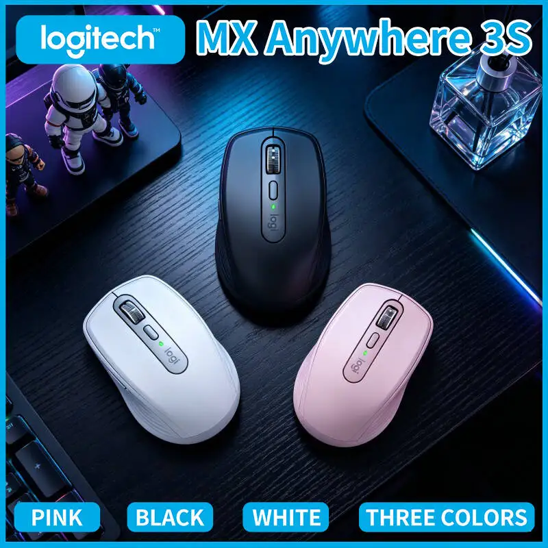 Logitech MX Anywhere 3S Creator Mouse - 8000 DPI, MagSpeed Wheel, 3-Device Bluetooth, USB-C Quick Charge, Office Use