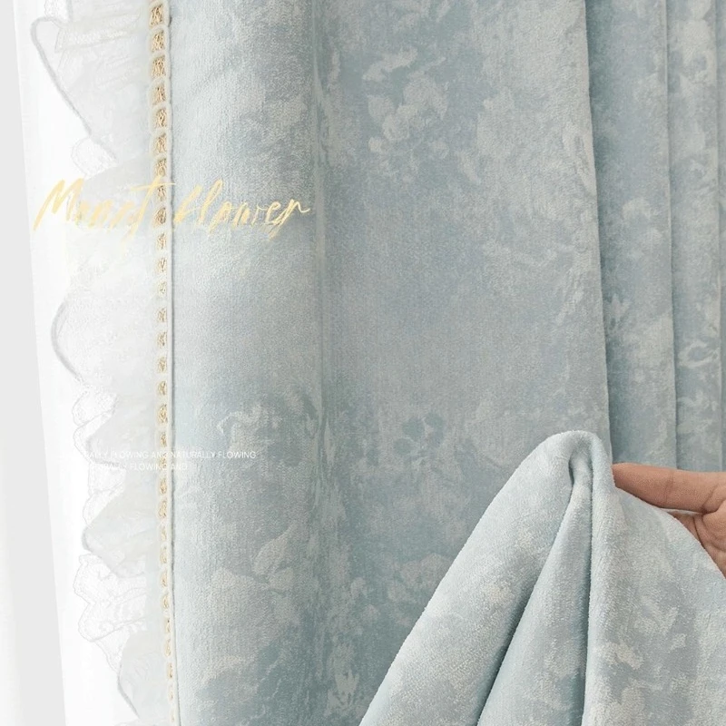 Luxury Chenille Lace Jacquard Curtains for Living Dining Room Bedroom Window Shade Thick Blackout Custom Size Fashion Elegant