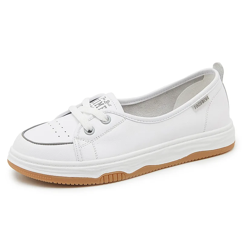 Spring and Summer New Flat Leather Little White Women's Shoes Summer Explosion-style Board Shoes 2023 Leisure Sports White Shoes