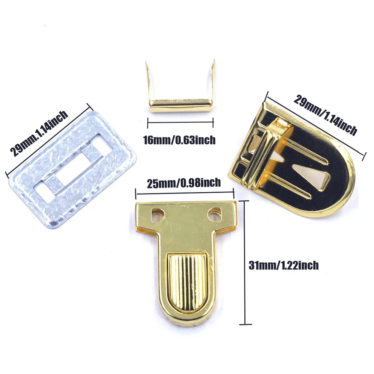 

Gold Tone Metal Clasp for DIY Leather Handbag Bag Press Push Closure Purse Tongue Locks Briefcase Spring Lock Luggage Hardware