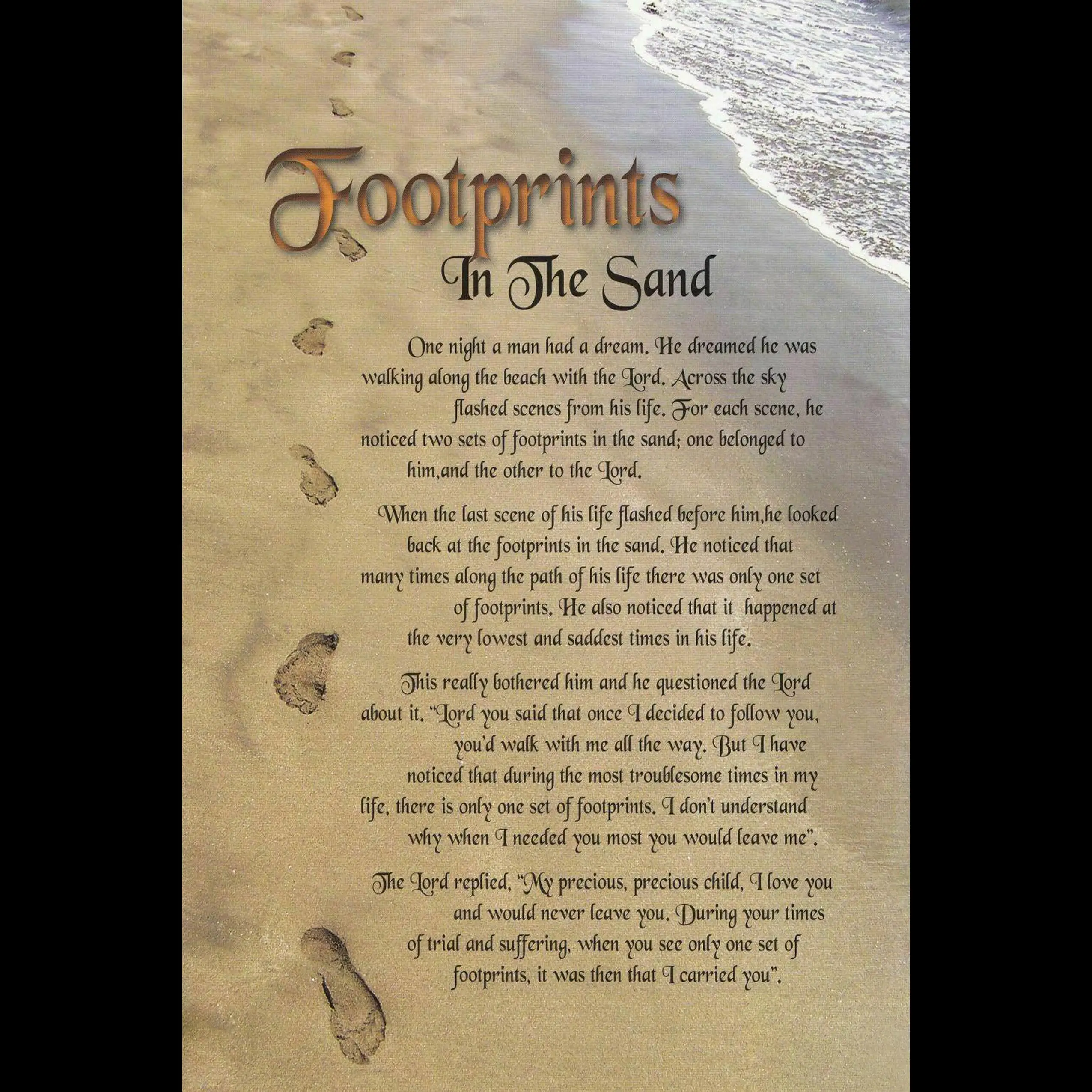 Footprints in the Sand Inspirational Poem Canvas Art Poster for Living Room Wall Decor