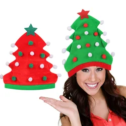 Christmas Hat Xmas Tree Shape Red Green Hat For Adults And Kids 2025 New Year Festive Party Noel Christmas Gift cap Decoration