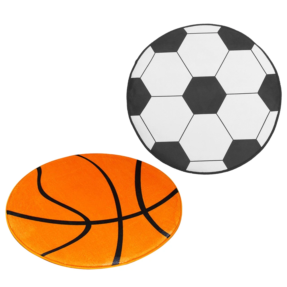 

2Pcs Round Soccer Chair Mat Non-Slip Football Carpet 60cm Computer Office Floor Rug Home Living Room Bedroom Decor