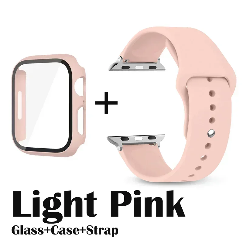 Glass+Case+Strap for Apple Watch Band 42mm 44mm 41mm 40mm 38mm 45mm 49mm Screen Protectors for Apple IWatch Series 8 7 6 SE 5 4 image 5