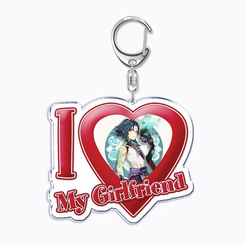 I Love My Boyfriend Figures Chains Keychain for Women Zhongli Xiao Kazuha Key Chain Ring Keychains Custom Jewelry Fans Gifts