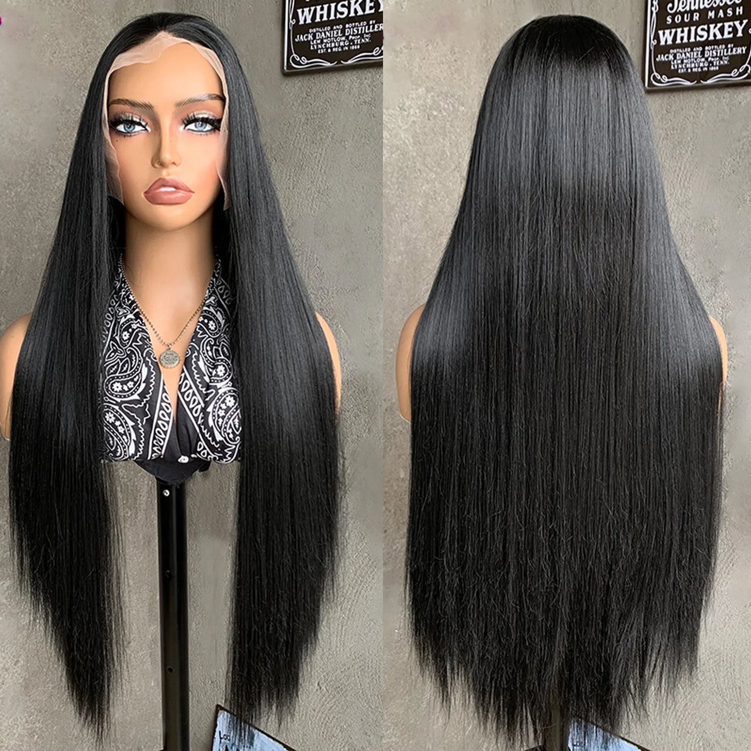 250% Шоколадно-коричневый длинный 30-дюймовый прямой парик фронта шнурка для чернокожих женщин Цветной прозрачный синтетический парик фронтальной части шнурка 13x4 HD