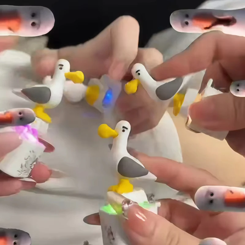 FTCY New Mine Seagull Keycap Keychain Luminous Sounding Stress Relief Creative Fidget Toy Creative Keychain Supporting Wholesale