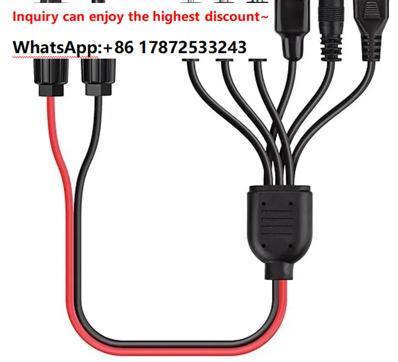Heavy Duty 6-in-1 Solar Adapter Cable XT60  DC7909 DC6530 DC5521 for Solar Generator(1pcs)