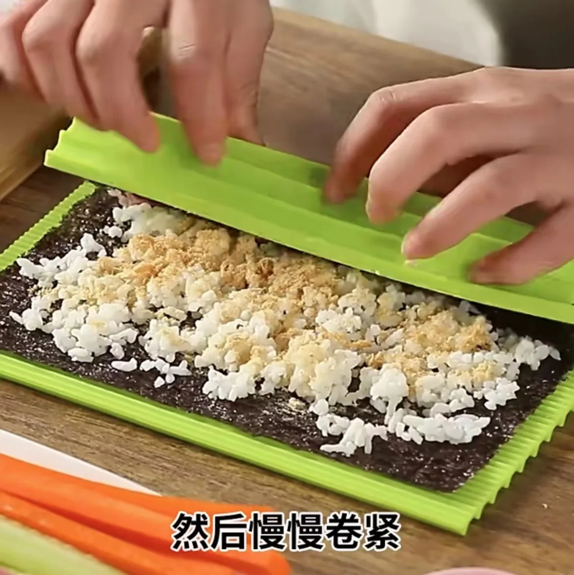 

Net Red New Imitation Bamboo Sushi Roller Curtain Tool Silicone Sushi Roll Mold Commercial Nori Sushi Nori Bag Rice Special