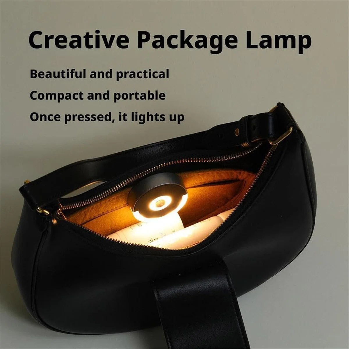 A72Z Purse Light with Clip , Rechargeable Tote Bag Lighting Lamp with Clips, Women Handbag Light Bag Illuminator Warm 2PCS