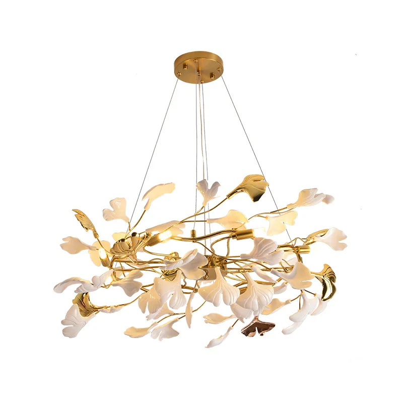 

Customizable Modern Leaf Pendant LED Chandelier Small Iron Lamp for Living Room Dining Easy Hanging Installation