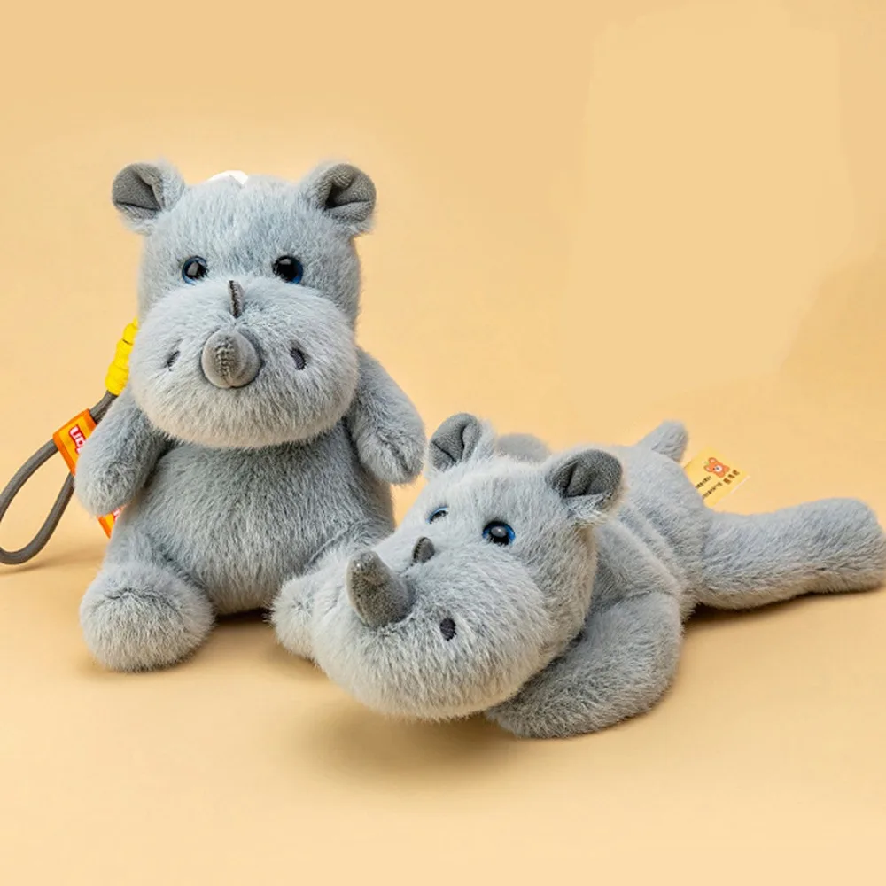 Muñequera creativa, muñeco de rinoceronte, colgante esponjoso y suave, viñetas de rinoceronte, muñecos de rinoceronte, regalos