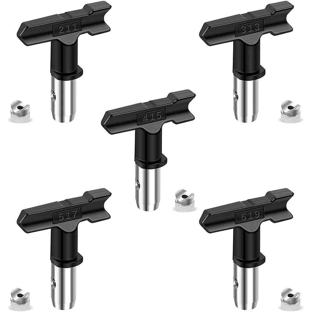 

5Pcs Reversible Airless Paint Sprayer Nozzle Tips,Airless Sprayer Spraying Machine Parts Black-211, 313, 415, 517, 619