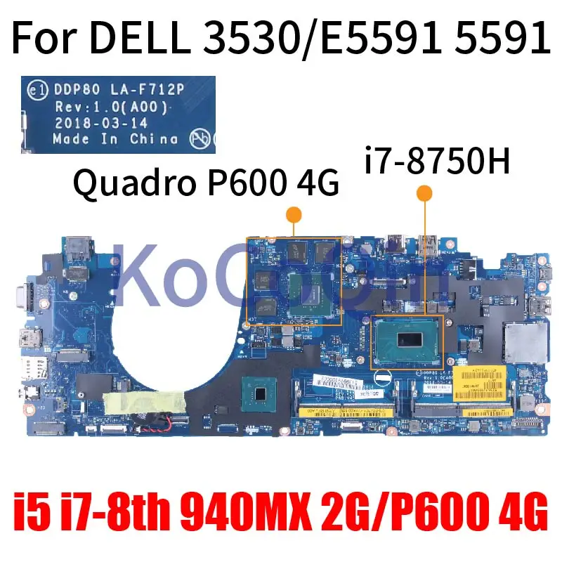 LA-F712P For Dell Precision 3530/Latitude E5591 5591 Notebook Mainboard 03YC67 0X1DM7 0T73CF 0C4N0X 0VJGX1 Laptop Motherboard