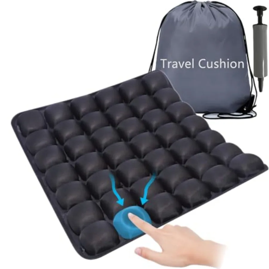 Cojín de viaje Asiento de avión Cojín de asiento inflable portátil para vuelos largos Asiento de coche Sillas de oficina y silla de ruedas 42 Bolsa de aire
