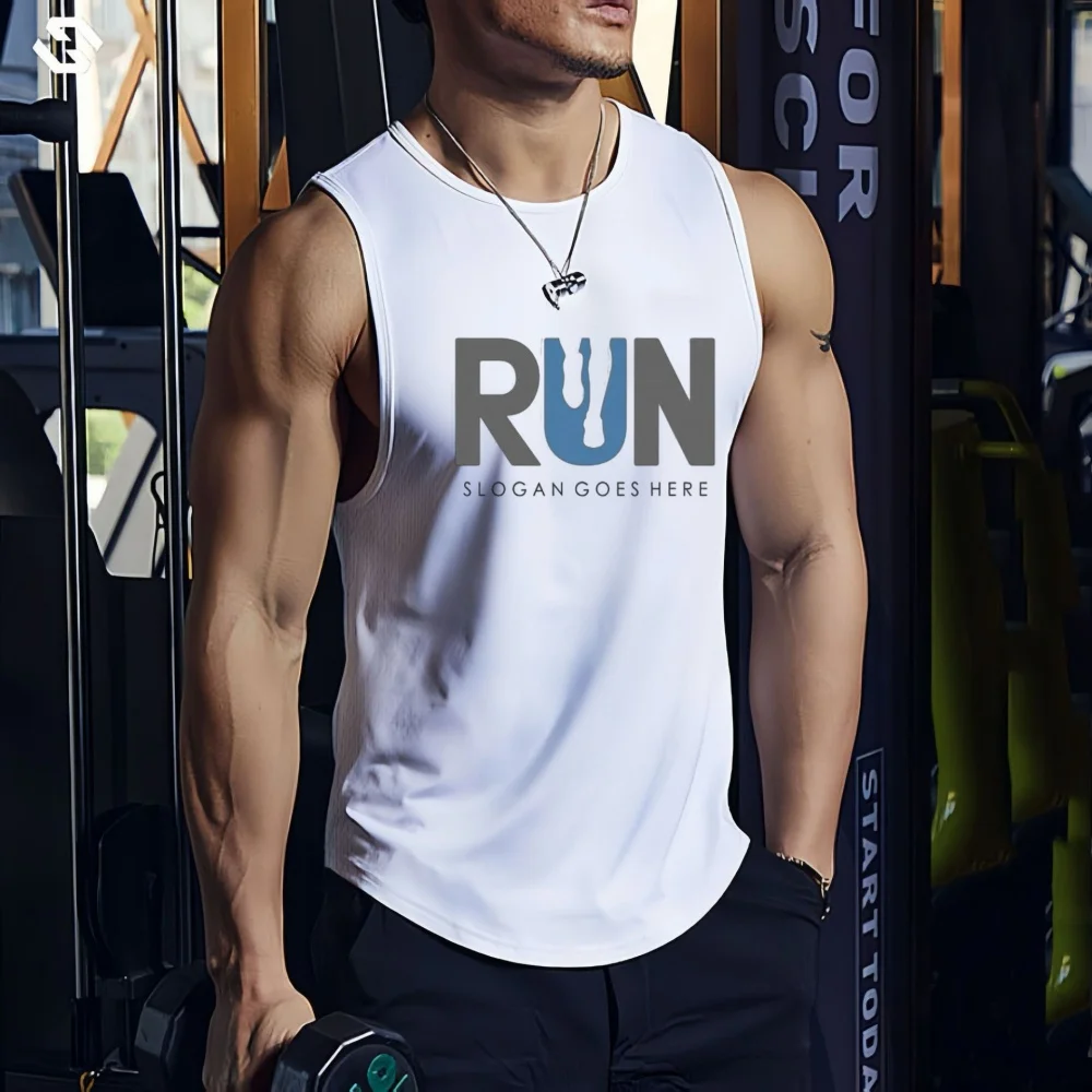 

2025 Trendy Design Men's Sports Tank Tops 3D Print Gym Fitness Outdoor Basketball Training Sleeveless Vest Loose Round Neck Tees