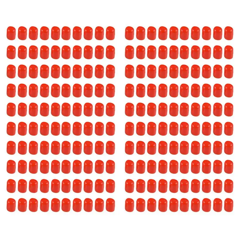 A36T-200Pcs Rubber End Caps 12Mm ID PVC Round Tube Bolt Cap Cover Screw Thread Protectors Red