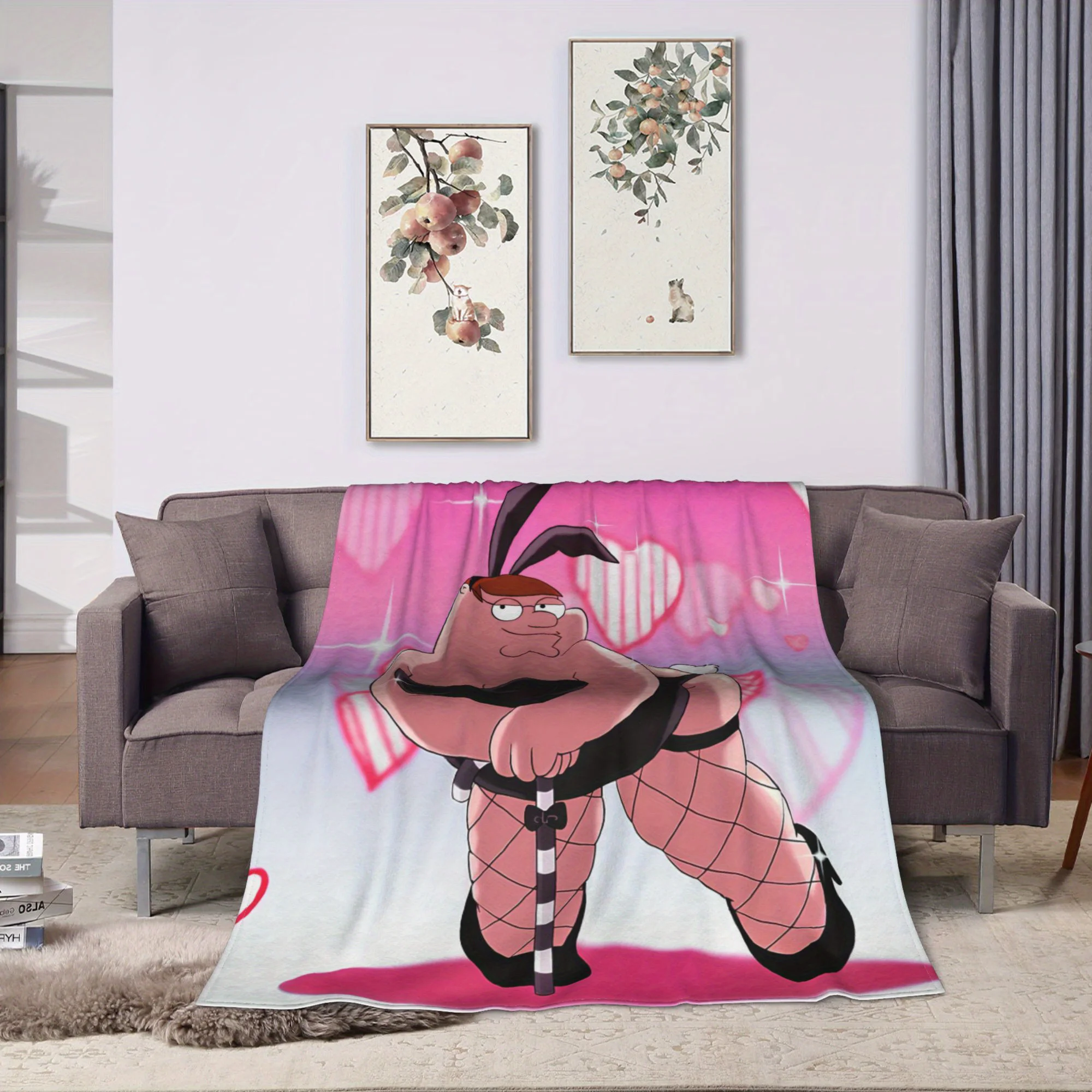 بيتر غريفين بطانية قطيفة ناعمة من الفلانيل لجميع المواسم أريكة للمنزل والمكتب شخصية مميزة فنية دافئة أنيقة لغرفة المعيشة #3