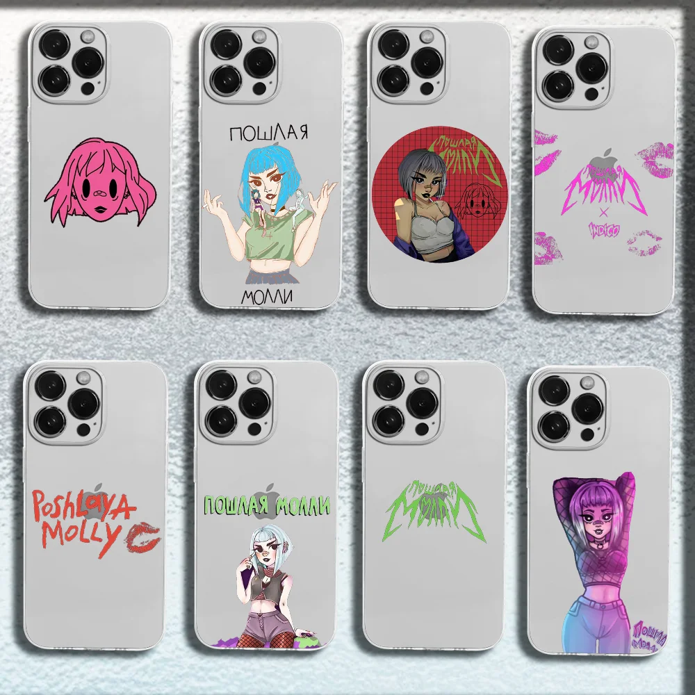 

P-Poshlaya Molly Singer Phone Case For iPhone 16,15,14,13,12,11 Plus,Pro,Max,XR,XS,X,Plus,SE,Mini Transparent Soft Cover