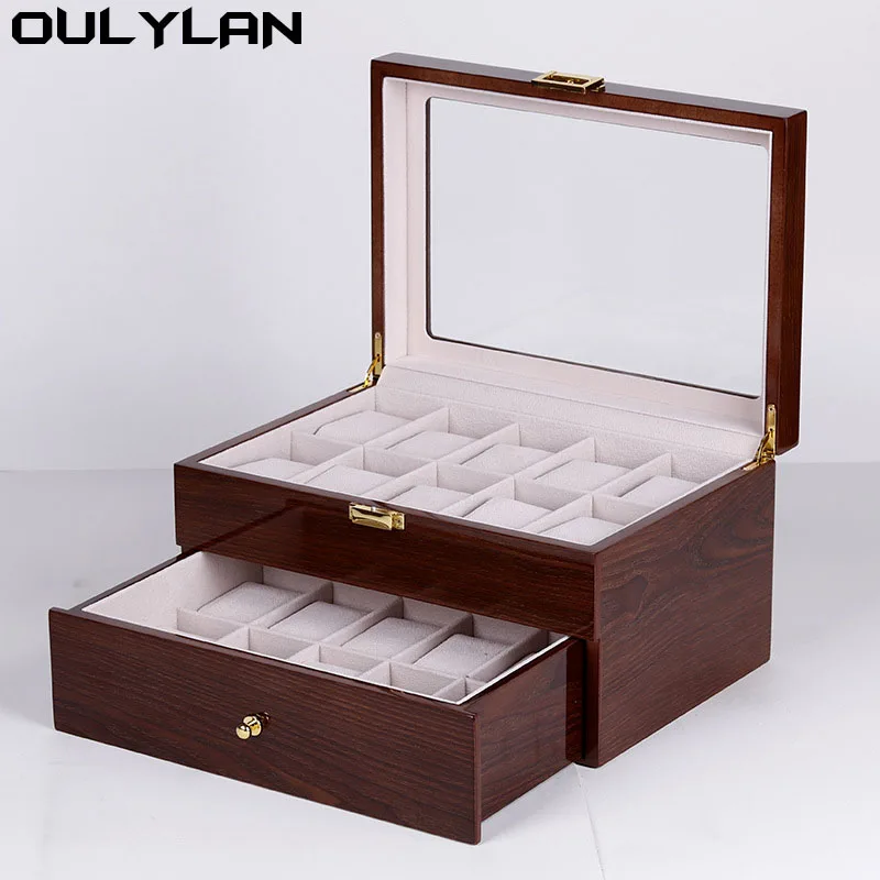 

Organizer High-end Bright Coffee Colored Baked Paint Exquisite Watch Jewelry Display Case 6/10/12 Slot Watch Storage Box