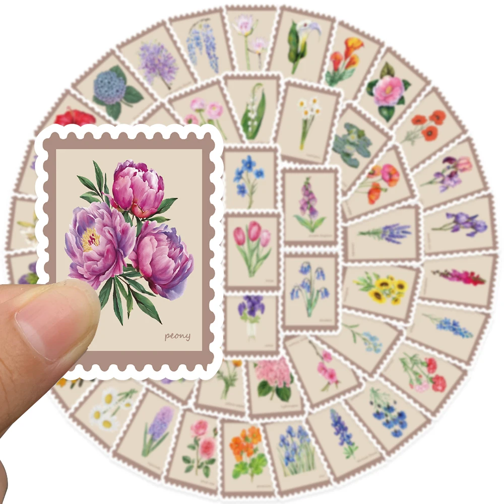 50pcs Birth Flower Stickers Decals For Phone Scrapbook Suitcase Guitar Refrigerator DIY Vinyl Aesthetic Waterproof Stickers