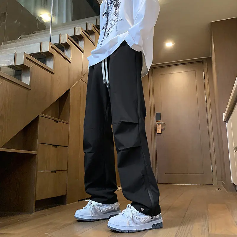 

Мужские универсальные брюки прямого кроя для весны и осени, спортивные брюки для скалолазания, повседневные брюки в уличном стиле, свободный крой, молодежный стиль, полиэстер...