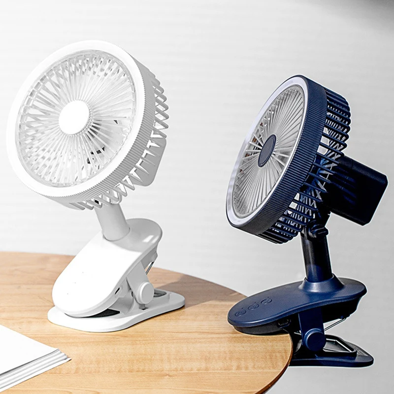 

USB Table Fan Clip-On Type Rechargeable 360 Degree Rotation 3 Speeds