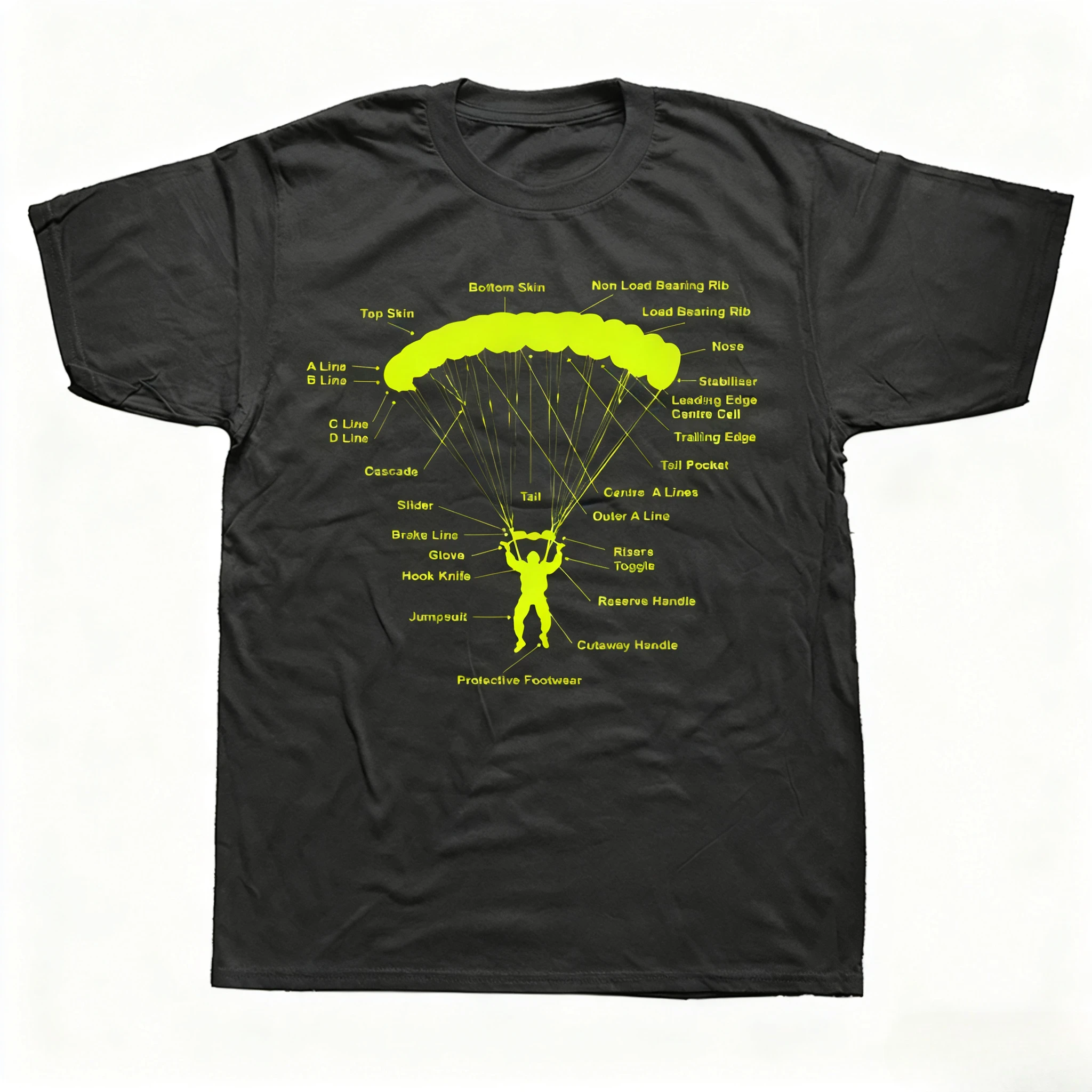 Funny Paraglider Parachute Anatomy Paragliding Skydiving T Shirts Graphic Cotton Streetwear Short Sleeve Birthday Gifts T-shirt