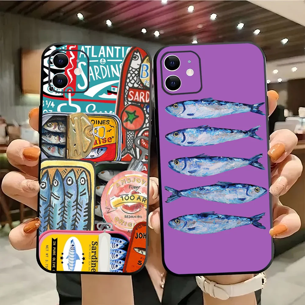 Sardines Phone Case Silicone Soft For IPhone 16 15 14 13 12 11 Plus Pro Max Plus