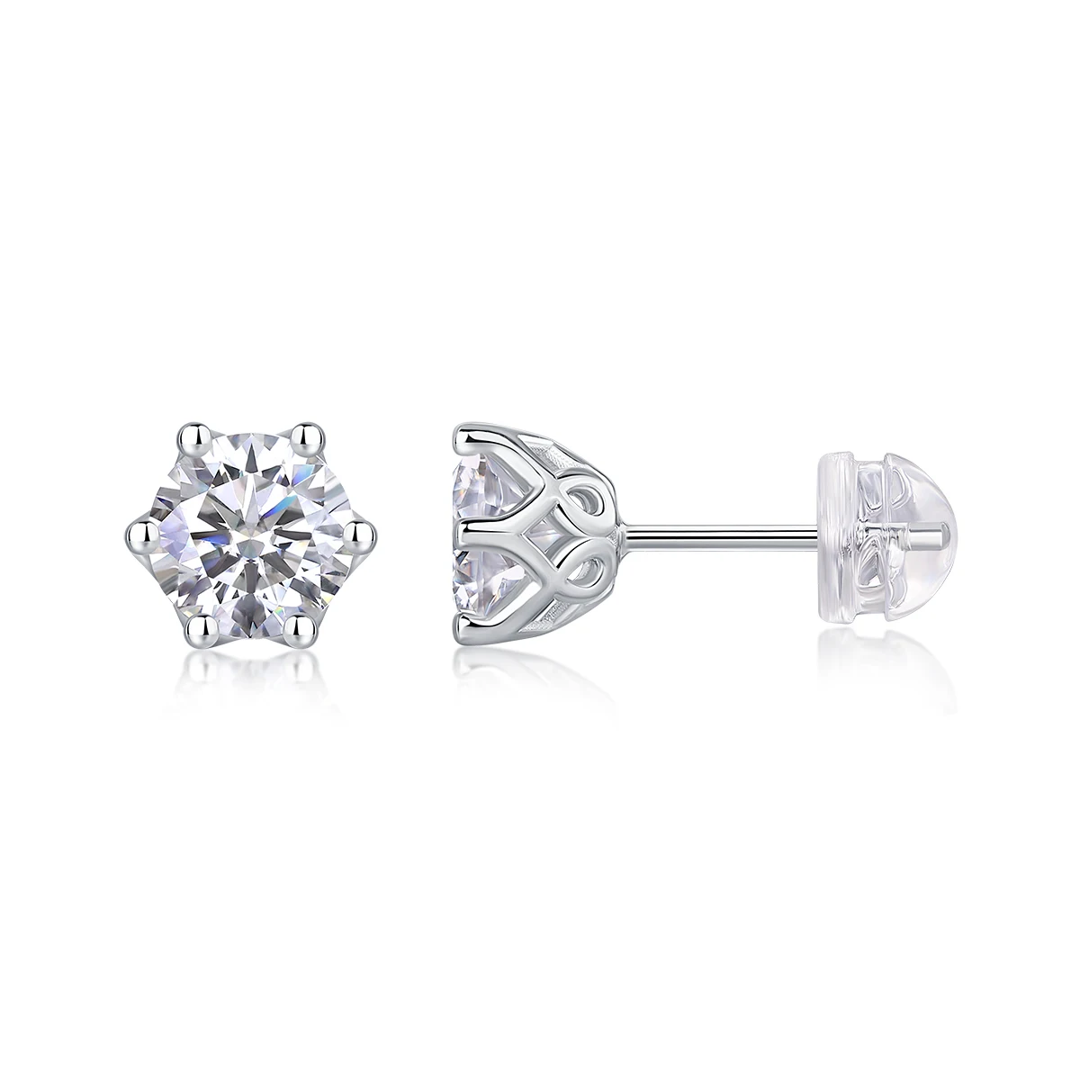

2ct Moissanite Earrings 925 Sterling Silver 18K Gold Plated Hollow Studs for Women Gift Comes with GRA Certificate